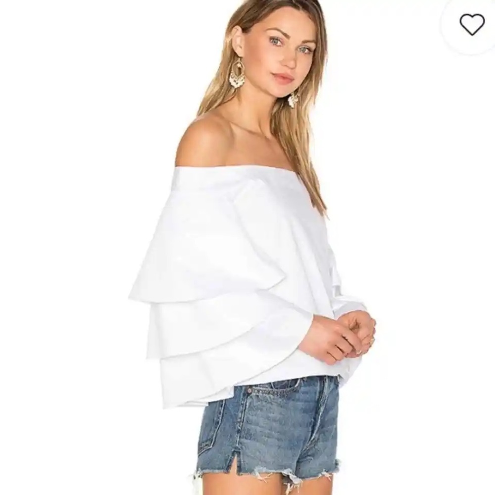 Revolve Endless Rose Tiered Bell‎ Sleeve Off The Shoulder Top - Picture 7 of 13